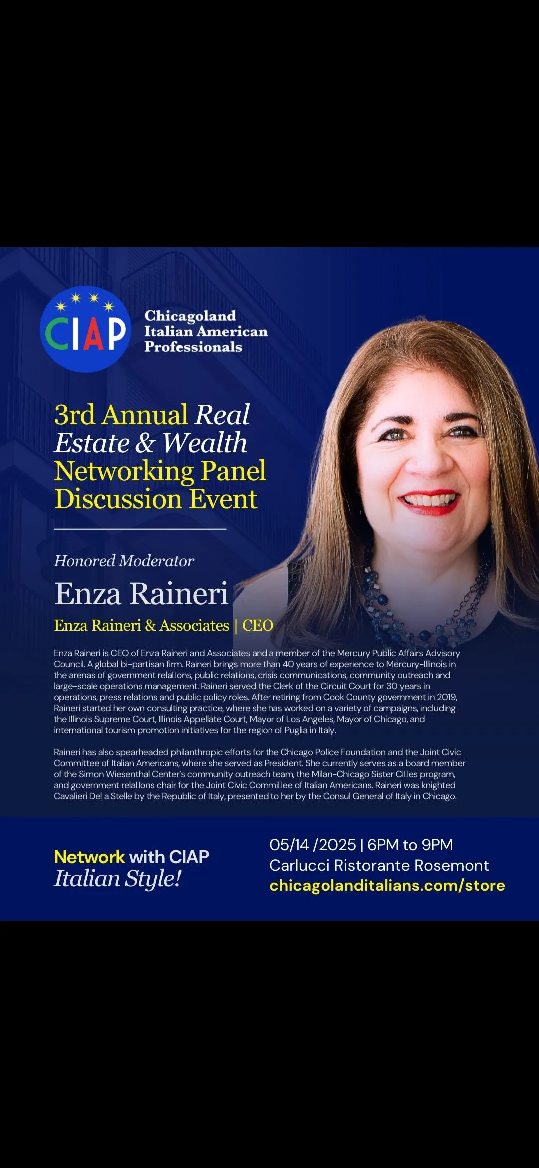CIAP 3rd Annual Real Estate & Wealth Networking Panel event flyer